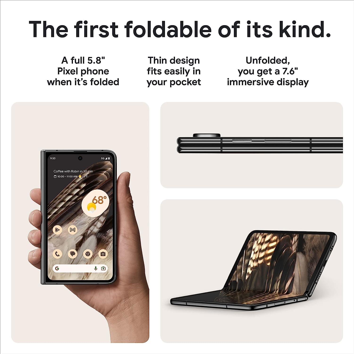 Buy Google,Google Pixel Fold - 5G - 256GB Storage - 12GB RAM - Dual Sim - Obsidian - Unlocked - Gadcet UK | UK | London | Scotland | Wales| Ireland | Near Me | Cheap | Pay In 3 | Unlocked Mobile Phones